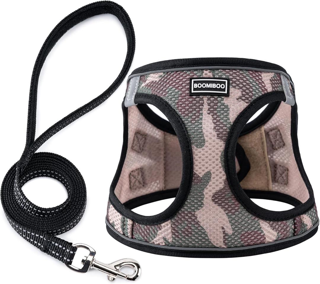 Dog Harness with Leash Set, No Pull Adjustable Reflective Step-in Puppy Pet Vest Harnesses for Small Medium Large Dogs and Cats,Camo Set S