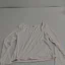 SUUKSESS Women Square Neck Long Sleeve Tops Double Lined Going Out Basic Full Length T Shirts (White,L)