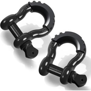 Ohuhu D Ring Shackles 3/4" 2 Pack with Isolators, D Shackle Rugged 20 Ton (44,000 lbs) Maximum Break Strength, 4.75 Ton (9,500 Lbs) Capacity