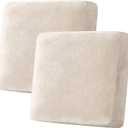 H.VERSAILTEX Velvet Stretch Couch Cushion Cover Plush Cushion Slipcover for Chair Loveseat Sofa Cushion Furniture Protector Seat Cushion Sofa Cover (2 Piece Large Sofa Cushion Covers, Ivory)