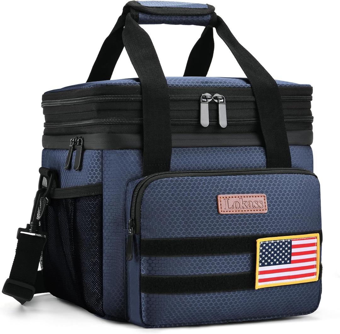 Tactical Lunch Box for Men- Large Insulated Lunch Bag-Expandable Adult Lunch Box with Adjustable Shoulder Strap-Large Lunch Tote Bag for Work Camping Fishing (Dark Blue)