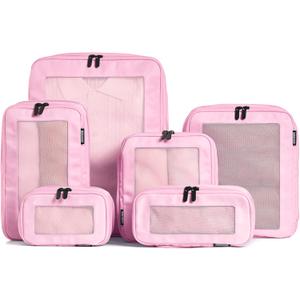 Compression Packing Cubes for Travel - Luggage Organizer Bags - Double Zipper Packing Cubes for Suitcases (6-Pack, Pink) Compression Packing Cubes for Travel - Luggage Organizer Bags - Double Zipper Packing Cubes for Suitcases (6-Pack, Pink)
