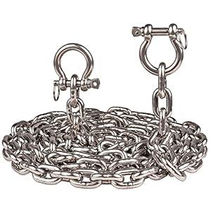 Deck Man 316 Stainless Steel 5/16" Boat Anchor Chain with 2 Pcs 3/8" Anti-Off Shackles, Marine Grade (30FT)