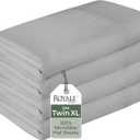 Royale Linens 2 Pack Bulk Flat Sheet Set - Top Sheets -Soft 1800 Microfiber -Wrinkle & Stain Resistant - for Hotel, Massage Table, Hospital, Dorm - Twin XL Flat Sheet Sold Separately (Twin Xl, Silver)