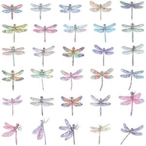 Dragonfly Holographic Stickers, 30 PCS Pet Glitter Holographic Dragonfly Stickers Decorative Insect Sticker for Scrapbook, Journaling, Water Bottles, Laptops, Phone Case, DIY Card Making, Resin Crafts
