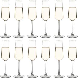 YANGNAY Champagne Flutes Set of 12, 7.5 oz Stemmed Champagne Glasses, Sparkling Wine Glasses for Party, Clear