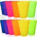 Domensi 12 Pack Tiki Plastic Cups Bulk 10oz Hawaiian Cups Hard Plastic Material Tiki Statue Drinking Cup for Summer Luau Party Drinkware Supplies