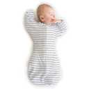 SwaddleDesigns Transitional Swaddle Sack, Arms Up Half-Length Sleeves & Mitten Cuffs, Swaddle for Newborn Transition to Baby Sleep Sack Wearable Blanket, 3-6 Month, 14-21 lb, Heathered Gray Stripes (Medium (14-21 Pound), Stripes Gray)