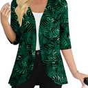 Yincro Women's Casual 3/4 Sleeve Cardigan Lightweight Soft Open Front Cardigans (XX-Large, Green Leaf)