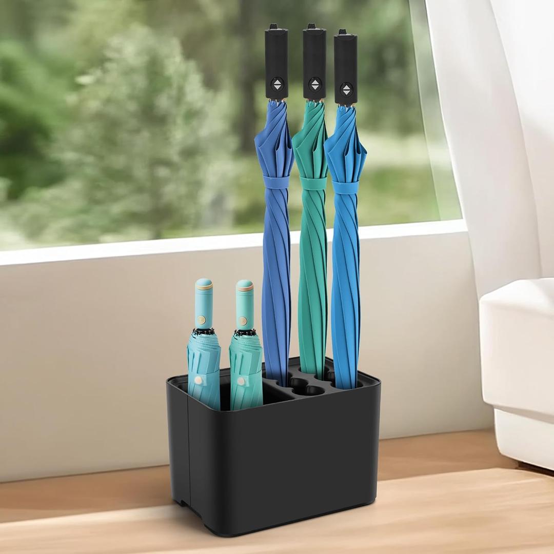Umbrella Holder for Entryway, 10 Umbrellas Stand with Drip Tray, Umbrella Storage Indoor, Space Saving, 10.4x 7 x 7, Black