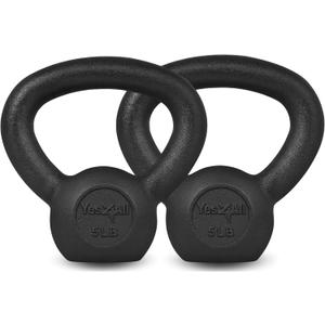 Yes4All Cast Iron Kettlebell, Strength Training Kettlebells 5-80 Lb (5,10,15,20,25,30,35,40,45,50,60,70,80 Lb) for Full Body Workout, Push up, Strength Training - Single & Kettlebell Set of 2 for Men
