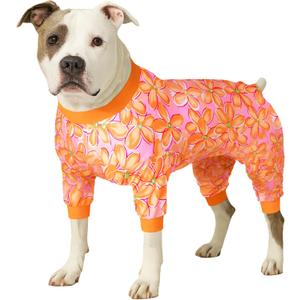LovinPet Dog Clothes Large Breed, Anti Licking Shirt, Wound Care Post Surgery Dogs Pajamas, Lightweight Stretchy Skin-Friendly Fabric, Orange Daisy Print,Use for Travel, Parties, and Home, Orange M