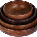 Wooden Salad Bowls Set, Pack of 4 Handmade Mixing Bowls for Home and Kitchen - Versatile Fruit Bowl and Salad Bowl Collection, Elegant Craftsmanship for Dining & Entertaining