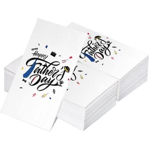 Teling 100 Pieces Happy Fathers Day Napkins 3 Ply Disposable Paper Blue Tie Cocktail Napkins Father's Day Gifts Dad Paper Towels Decoration for Father's Party Supplies(Cool Style)