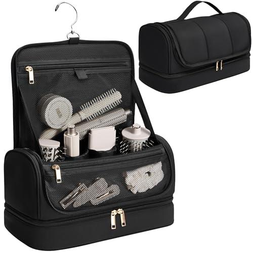 Noldena Hanging Hair Tool Organizer for Dyson Airwrap and Shark FlexStyle, Water-Resistant Travel Case with Removable Divider, Storage Bag for Attachments, Black