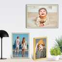 5x7 Picture Frame Champagne Brushed Modern Simple Thin Aluminum Metal Photo Frame with HD Real Glass, Display for Tabletop and Wall Collage. (2 Pack)