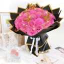 Pink Glitter Roses Bouquet, 24 Pcs Shiny Glitter Flowers Bouquet, Everlasting DIY Artificial Roses Bouquet for Christmas, Birthday, Anniversary, Wedding, Engagement