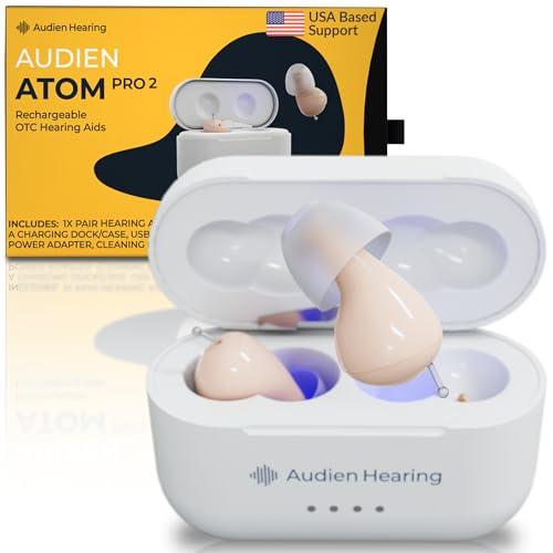 Audien ATOM PRO 2 Wireless Rechargeable OTC Hearing Aid, Premium Comfort Design and Nearly Invisible