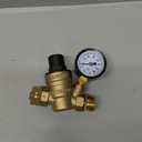 RVGUARD RV Water Pressure Regulator Valve, Brass Lead-Free Adjustable Water Pressure Reducer with Gauge and Inlet Screen Filter for RV Camper Travel Trailer