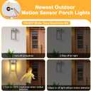 2 Pack Porch Lights with GFCI Outlet, Dusk to Dawn Motion Sensor Outdoor Lights, 2 Lighting Modes Waterproof Anti-Rust Wall Sconce Lantern, Outside Light for House, White