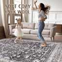 LOONGRUG 10x12 Area Rug Washable Vintage Boho Living Room Soft Rug Black