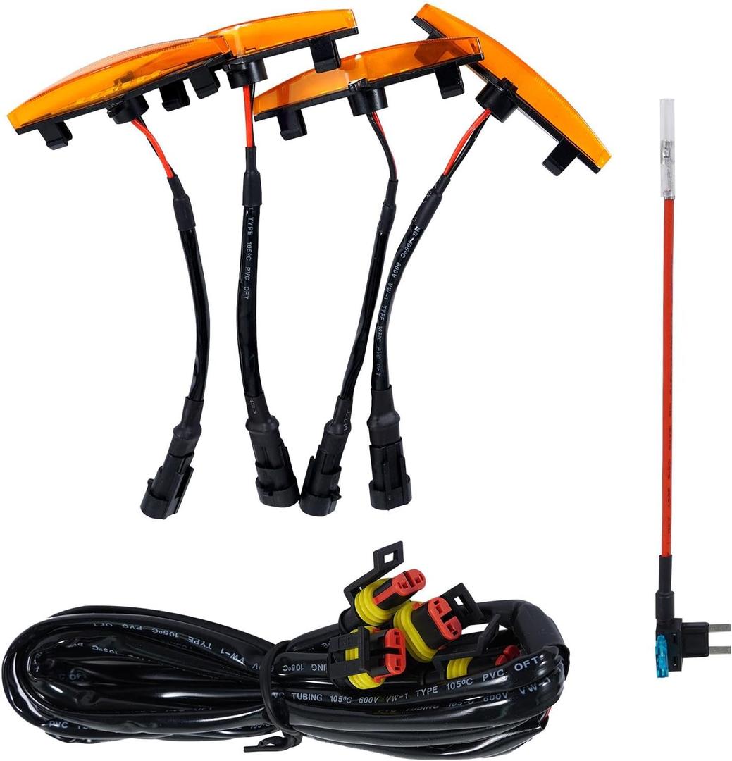 Unifizz Car Seven Sparta 4 PCS Led Amber Lights with Fuse and Instruction for Toyota 4Runner TRD Pro Grille 2014-2023, Including SR5, TRD Off-Road, Limited, TRD Pro (Amber)