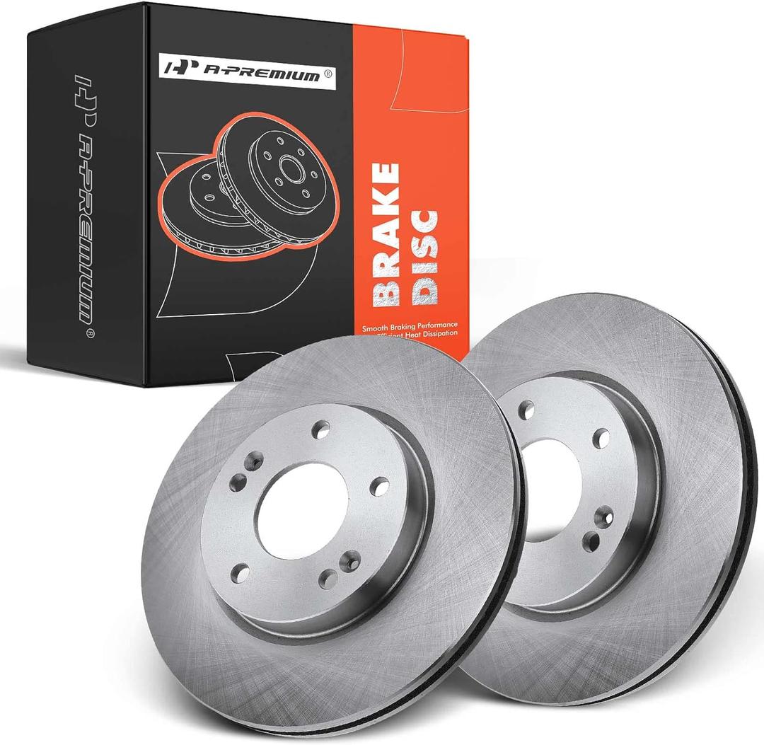A-Premium 11.02 inch (280mm) Front Vented Disc Brake Rotors Compatible with Select Kia and Hyundai Models - Elantra, Elantra GT, Soul, Forte, Veloster, Forte Koup, Forte5, Kona, Venue, 2-PC Set