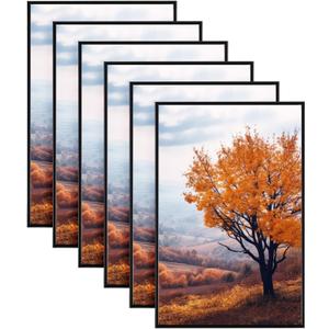 Wenqik 6 Pcs Poster Frames Black Picture Frame Tabletop Horizontal Vertical Gallery High Transparent Photo Frames for Wall Canvas Certificate Display (24 x 36 Inches)