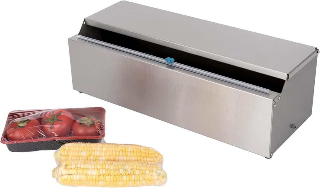 Stainless Steel Food Wrap Dispenser - 18 Commercial Stretch Film Packing Machine with Slide Cutter