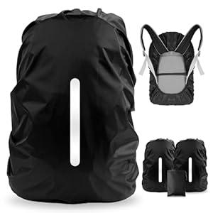 LAMA 2 Pack Waterproof Rain Cover for Backpack, Reflective Rainproof Protector for Anti-Dust and Anti-Theft, L Size (for 45L-55L Backpack), 2 Pcs Black