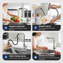 Feelso 4-Mode Kitchen Faucet with Pull Down Sprayer High Pressure Blade Spray, Waterfall & Turbo Rinse, Single Handle 1 or 3 Hole Stainless Steel Kitchen Sink Faucets for RV, Camper, Bar