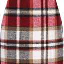 Womens Wool Plaid Mini Skirt Fall Winter High Waisted Bodycon Pencil Skirt, Size Medium