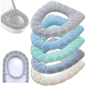 Thicken Toilet seat Cover Cushion Pads Luxury Toilets Warm Toilet seat Covers Warm Toilet Seat Mat Super Warm Universal (5-Pack,Random Color)