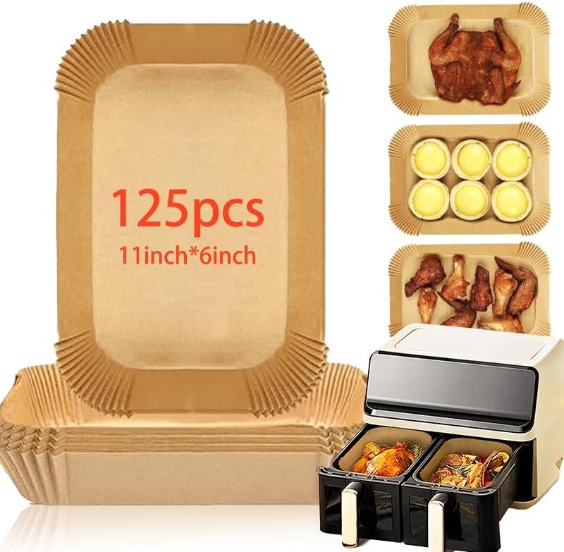 125 Air Fryer Liners for Ninja XL Accessories, Non-Stick Parchment Rectangular, Air fryer liners disposable for Microwave Oven Baking, Waterproof and Oil-Resistant (11 x 6 inch)
