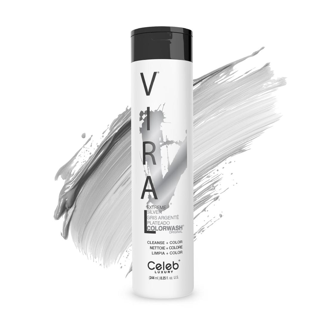 Celeb Luxury Colorwash Color Depositing Shampoo - Color Refresher, Vegan Hair Dye, Bondfix Bond Rebuilder, Viral and Gem Lites (Silver)