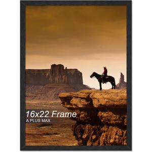 A PLUS MAX 16x22 Picture Frame Black Light Weight Wall Mount | 16 x 22 Inch Black Wood-grain Engineered Wood Material Frame for 16by22 Rectangular Photo Poster - 1 Pack/Black/16x22