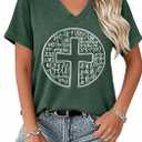 Easter Shirt Women Cute Bunny T Shirt Happy Easter Shirts Rabbit Graphic Easter Gift Tees Holiday V Neck Tops (XL)