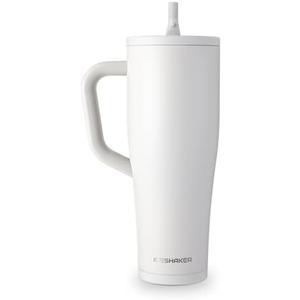 Ice Shaker 40 oz Tumbler with Handle and Straw | 40oz Sandy Beach | Cold for 30+ Hours | 2-in-1 Tumbler Shaker Bottle | Odor-Free 40 ounce Bottle for Water, Protein Shakes, Smoothies, Cocktails