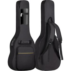 Alena Acoustic Guitar Bag, 10mm-0.39in Thick Padding, for 41-42 Inch Guitars,Waterproof Material, Plush Lining, Reinforced Patches, 2 Outside Pockets, Black,YH200D