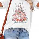 T&Twenties Women Magical Shirt for Women Funny Magic Kingdom Family Vacation Tshirt Casual Graphic Short Sleeve Tee Tops White (White, M)