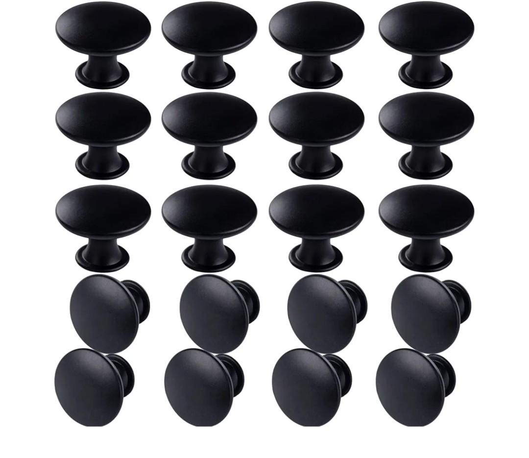 20 Pack Black Round Antique Brass Kitchen Cabinet Knobs Cupboard Door Knobs Drawer Handle Pulls Dresser Knobs with 21 Pcs Screws for Bathroom Drawer Door Hardware