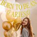 Born to be An Aries Banner, 12 Constellation Zodiac Aries Birthday Party Decoration Supplies, March April Horoscope Astrology Birthday/Baby Shower Decorations Gold Glitter