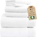 California Design Den Extra Soft & Fluffy 100% Cotton Towels - 6 Piece Towel Set, Quick Dry Towel & Highly Absorbent, Hotel Bath Towel Set - 2 Bath Towels, 2 Hand Towels & 2 Washcloths (White)