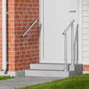 2 Ft Industrial Metal Stairs Handrail Kit, Sturdy Wall Mount 304 Stainless Steel Hand Rail, Indoor Outdoor Stair Railing Wood Concrete Brick Wall,1.65 in Round Pipe Grab Bar, Silver