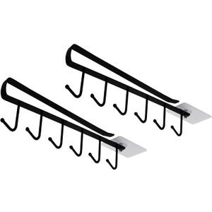 eywlwaar Cabinet Mug Holder Mug Cups Cabinet Mug Hooks Kitchen Storage Hanging Hooks (2 Pack-Black)