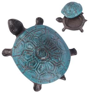Exliu Cast Iron Turtle Key Hider for Outside - Waterproof Spare Key Hider to Hide a Key Securely - Unique Garden Decor for Yard, Patio & Outdoor Areas (Antique Blue, Standard Size)
