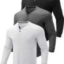 Liberty Pro 3 Pack Men's Waffle Henley Long Sleeve (Black, XL)