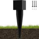 4 "x 4" Mailbox Mounting Post Base Black Heavy Duty Metal Mailbox Post Mount Base Mail Box Posts Anchors Mail Box Mounting Bracket Ground Spike for Outside Patio Banner Porch Garden
