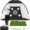 MUVPOH Golf Net: 10x7ft Golf Practice Net for Backyard Chipping Driving with Dual-Turf Golf Hitting Mat, All-in-1 Outdoor Indoor Golf Hitting Net with Multiple Targets, Golf Aid for Men/ Golf Lovers