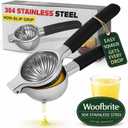 Lemon Squeezer, Stainless Steel Lemon Juicer & Lime Squeezer, Manual Citrus Juicer with Non-Slip Silicone Handles, Easy to Use & Clean